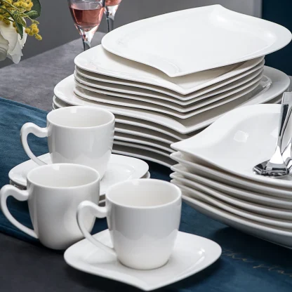 White Wavy Square Dish Set - Image 4