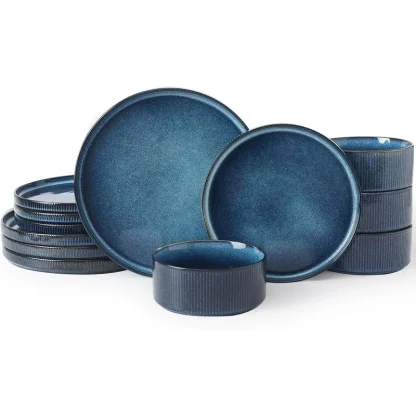 Round Matte Ripple Dish Set - Image 2