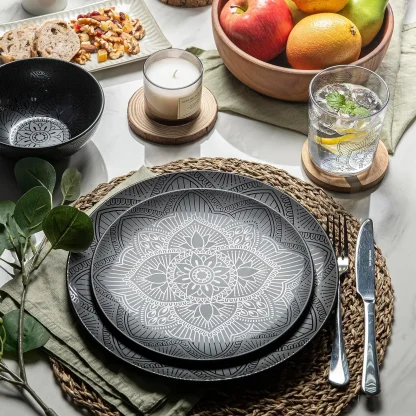 Retro Floral Pattern Dish Set - Image 2