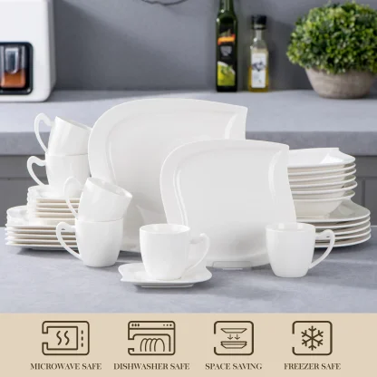 White Wavy Square Dish Set - Image 6