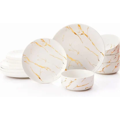 Gold-like Marble Pattern Dish Set