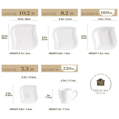 White Wavy Square Dish Set - Image 7