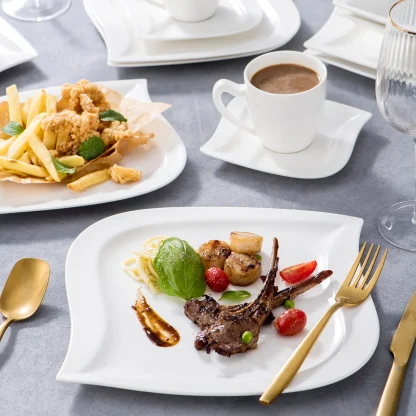 White Wavy Square Dish Set - Image 5