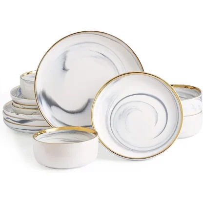 Gold-like Marble Pattern Dish Set - Image 6