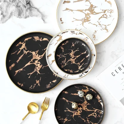 Marble Pattern Round Dish Set - Image 4