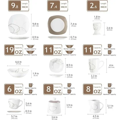 Minimal Pattern Square Dish Set - Image 5