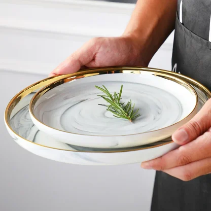 Deep Gold-like Trim Dish Set - Image 4
