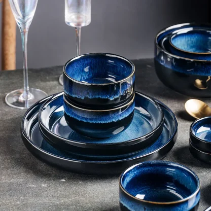 Shiny Deep Blue Dish Set - Image 2