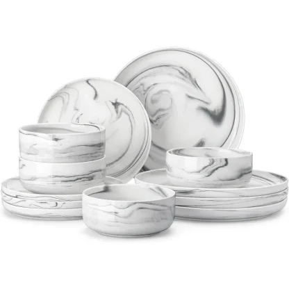Simple Marble Pattern Dish Set - Image 2