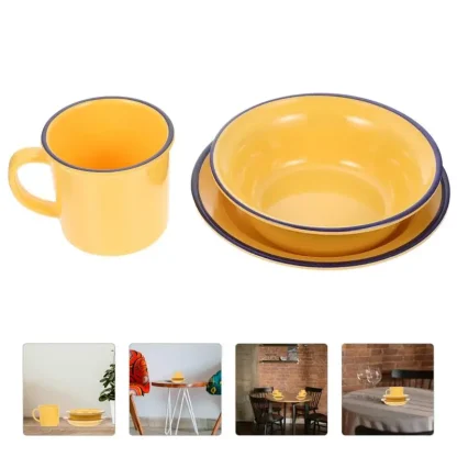 Round Retro Yellow Dish Set - Image 6