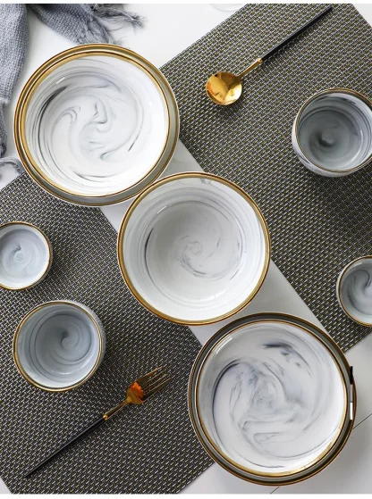 Deep Gold-like Trim Dish Set - Image 5