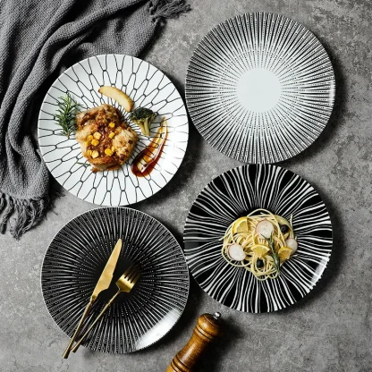 Geometric Pattern Round Dish Set
