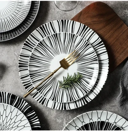 Geometric Pattern Round Dish Set - Image 6