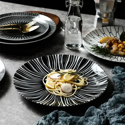 Geometric Pattern Round Dish Set - Image 3
