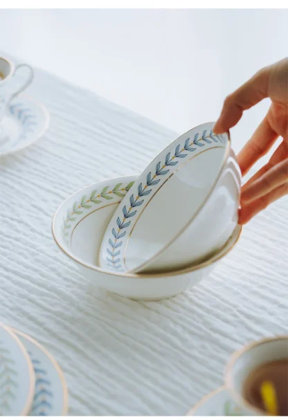 Simple Printed Trim Round Dish Set - Image 7