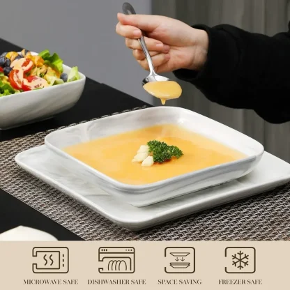 Marble Pattern Square Dish Set - Image 6