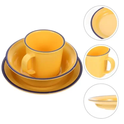 Round Retro Yellow Dish Set - Image 5