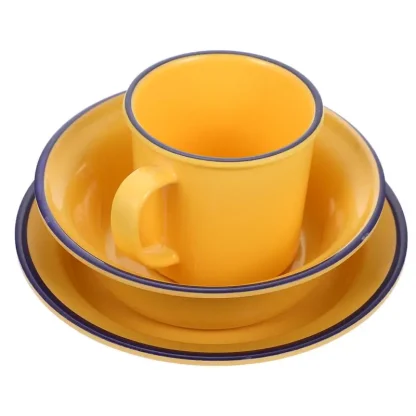 Round Retro Yellow Dish Set