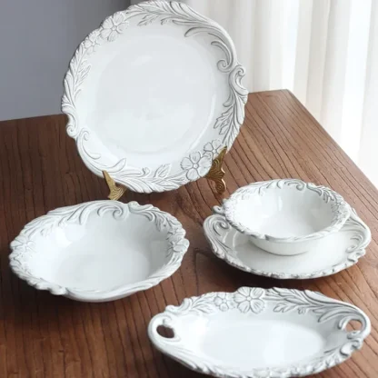 Creative Floral Embossed Dish Set - Image 2