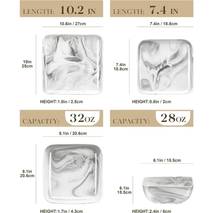 Marble Pattern Square Dish Set - Image 7