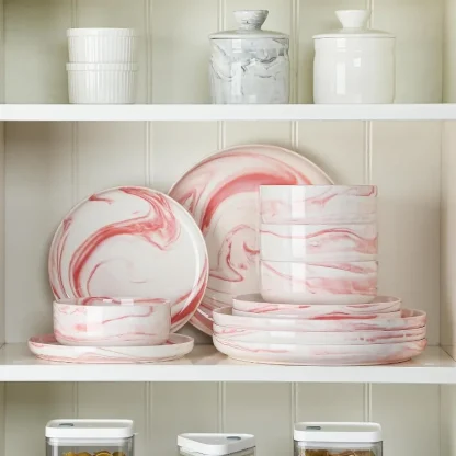 Simple Marble Pattern Dish Set - Image 5