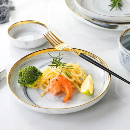 Deep Gold-like Trim Dish Set
