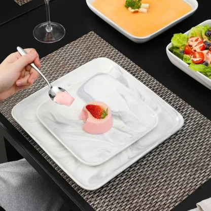 Marble Pattern Square Dish Set - Image 2