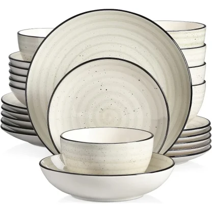 Round Black Trim Dish Set