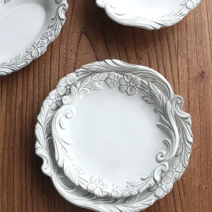 Creative Floral Embossed Dish Set - Image 6