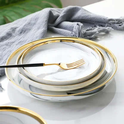 Deep Gold-like Trim Dish Set - Image 3