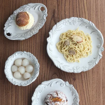 Creative Floral Embossed Dish Set - Image 3