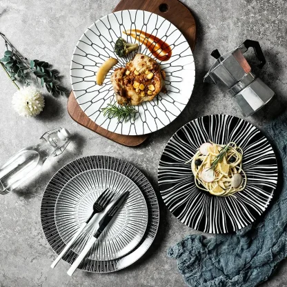 Geometric Pattern Round Dish Set - Image 4