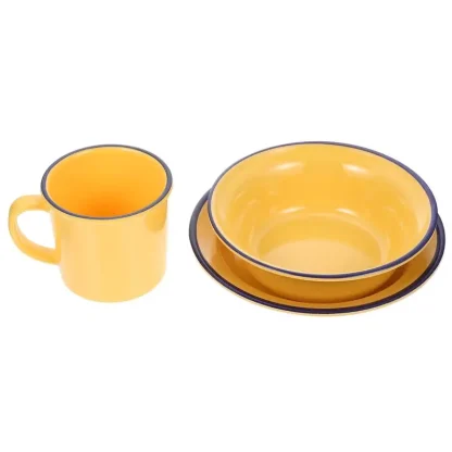 Round Retro Yellow Dish Set - Image 4