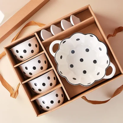 Round Polka Dot Print Dish Set - Image 2