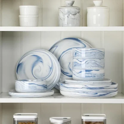Simple Marble Pattern Dish Set - Image 6