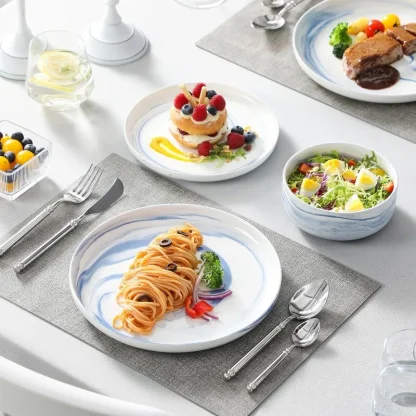 Simple Marble Pattern Dish Set - Image 7