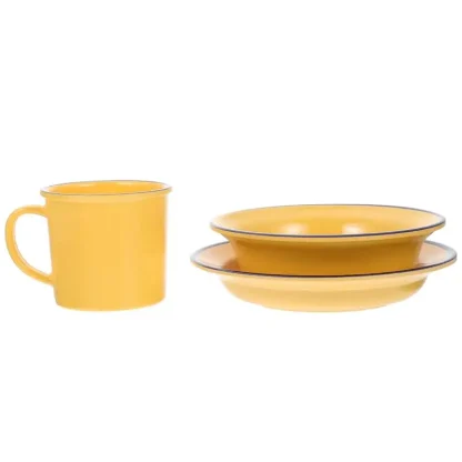 Round Retro Yellow Dish Set - Image 3