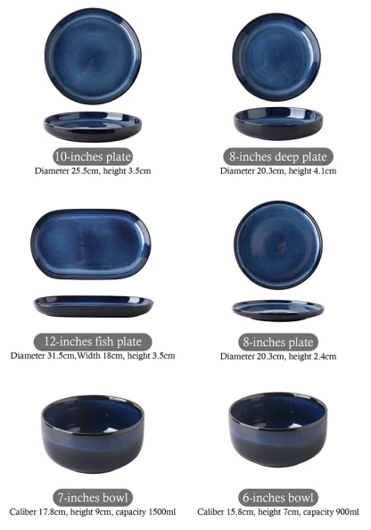 Shiny Deep Blue Dish Set - Image 7
