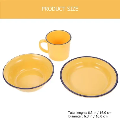 Round Retro Yellow Dish Set - Image 7